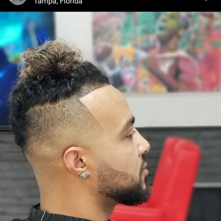 Mohawk fade with design